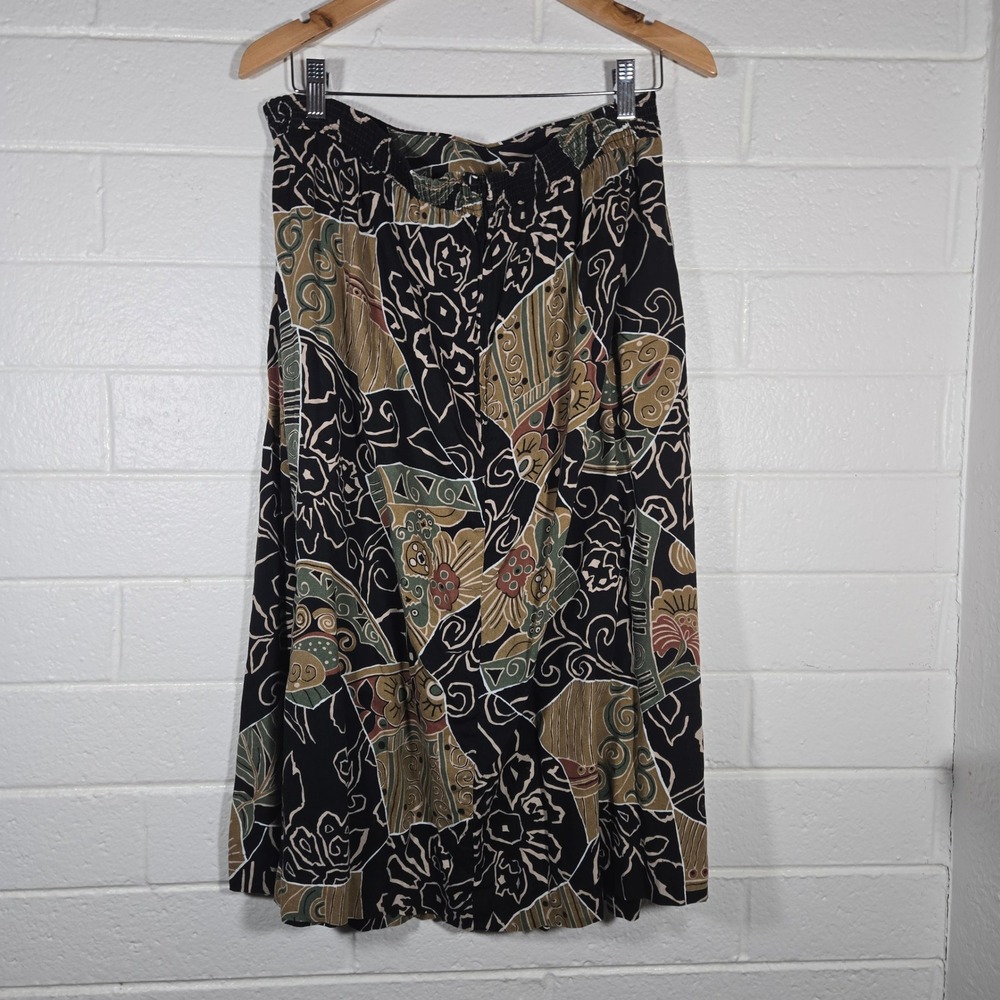 Vtg Worthington Plus‎ 16 Moody Floral Print Rayon Midi Skirt Bohemian Maximalist - Picture 7 of 7